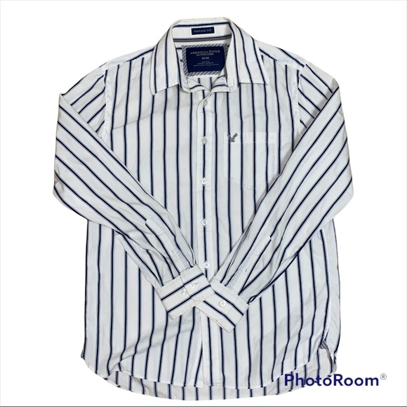 Lot of 2 Men's American Eagle Premium Vintage Fit Button Up Shirt Black Size M - Picture 6 of 9